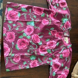Floral Pink and Green Blouse